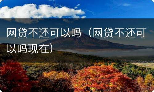 网贷不还可以吗（网贷不还可以吗现在）