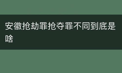安徽抢劫罪抢夺罪不同到底是啥