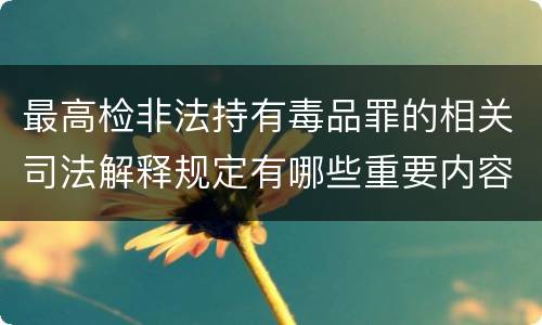 最高检非法持有毒品罪的相关司法解释规定有哪些重要内容