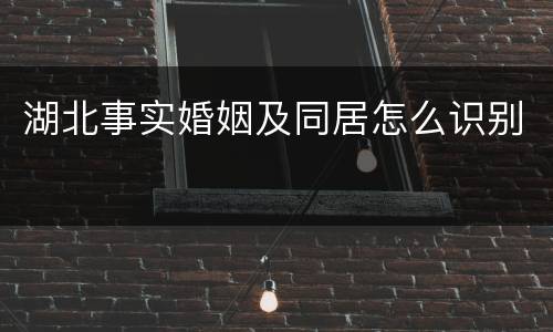 湖北事实婚姻及同居怎么识别