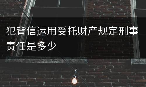 犯背信运用受托财产规定刑事责任是多少