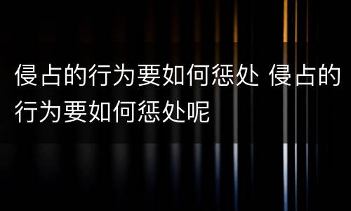 侵占的行为要如何惩处 侵占的行为要如何惩处呢