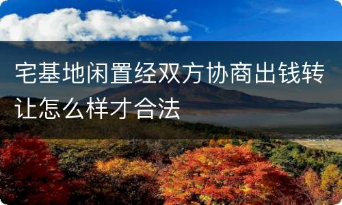 宅基地闲置经双方协商出钱转让怎么样才合法
