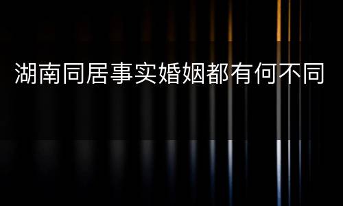 湖南同居事实婚姻都有何不同