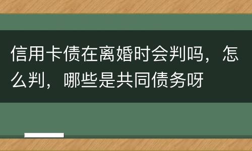 信用卡债在离婚时会判吗，怎么判，哪些是共同债务呀