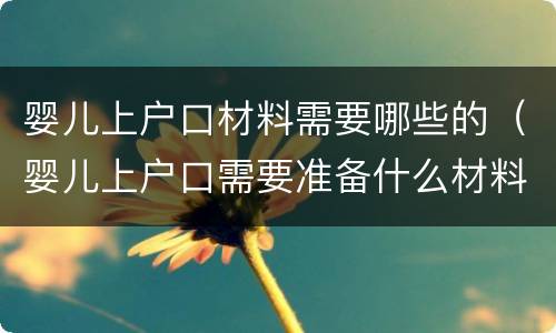 婴儿上户口材料需要哪些的（婴儿上户口需要准备什么材料）