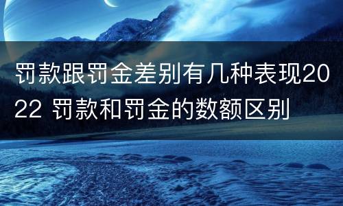 罚款跟罚金差别有几种表现2022 罚款和罚金的数额区别