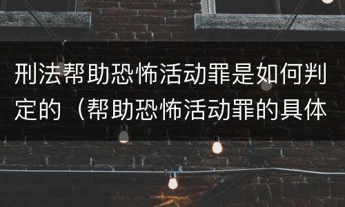 刑法帮助恐怖活动罪是如何判定的（帮助恐怖活动罪的具体表现）