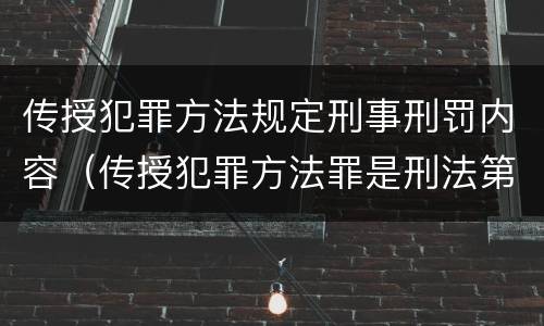 传授犯罪方法规定刑事刑罚内容（传授犯罪方法罪是刑法第几条）