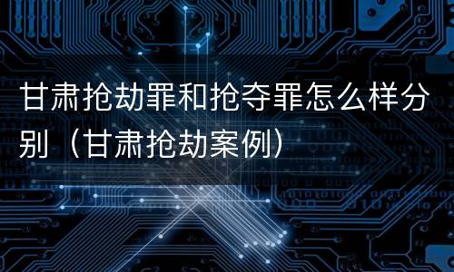 甘肃抢劫罪和抢夺罪怎么样分别（甘肃抢劫案例）