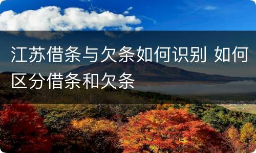 江苏借条与欠条如何识别 如何区分借条和欠条