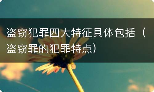 盗窃犯罪四大特征具体包括（盗窃罪的犯罪特点）