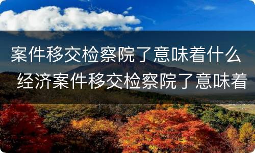 案件移交检察院了意味着什么 经济案件移交检察院了意味着什么
