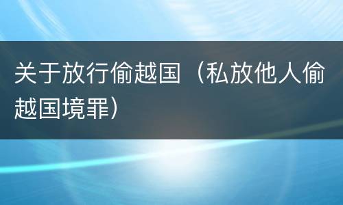 关于放行偷越国（私放他人偷越国境罪）
