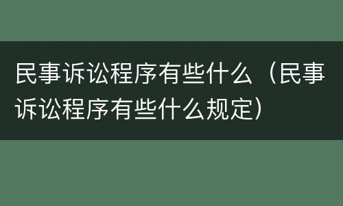民事诉讼程序有些什么（民事诉讼程序有些什么规定）