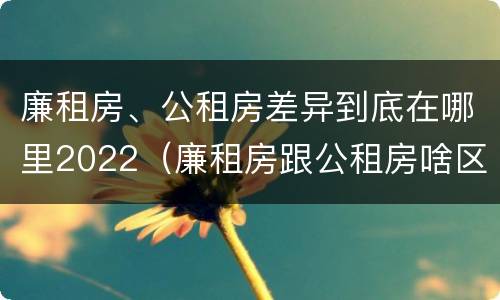 廉租房、公租房差异到底在哪里2022（廉租房跟公租房啥区别）