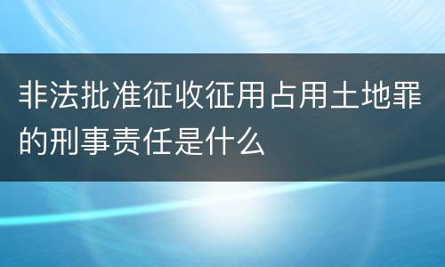非法批准征收征用占用土地罪的刑事责任是什么