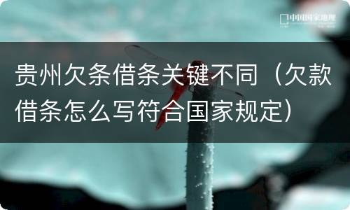 贵州欠条借条关键不同（欠款借条怎么写符合国家规定）