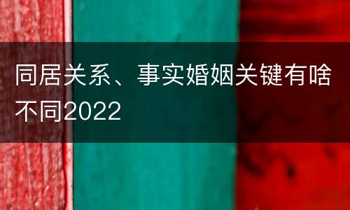 同居关系、事实婚姻关键有啥不同2022