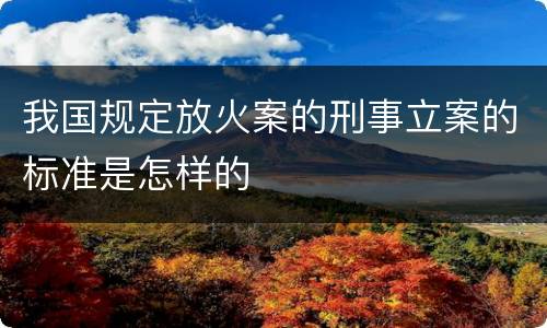 我国规定放火案的刑事立案的标准是怎样的