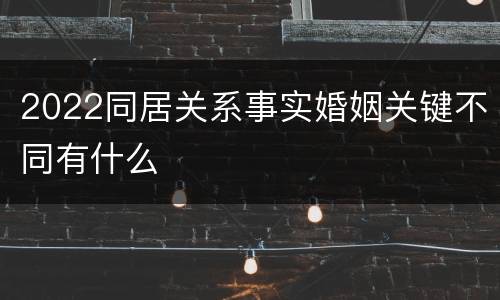 2022同居关系事实婚姻关键不同有什么