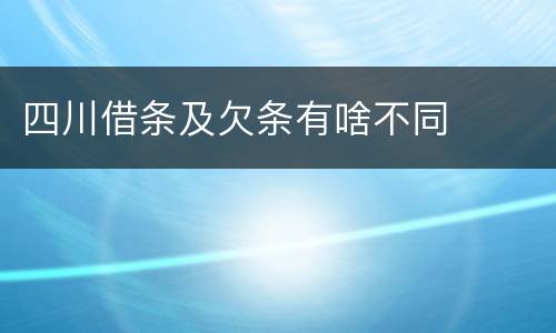 四川借条及欠条有啥不同
