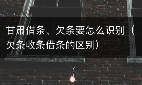 甘肃借条、欠条要怎么识别（欠条收条借条的区别）