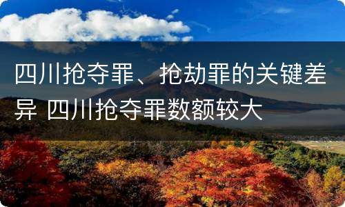 四川抢夺罪、抢劫罪的关键差异 四川抢夺罪数额较大