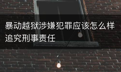 暴动越狱涉嫌犯罪应该怎么样追究刑事责任