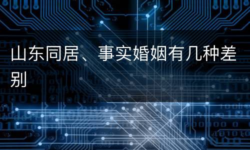 山东同居、事实婚姻有几种差别