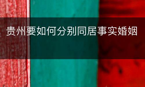 贵州要如何分别同居事实婚姻