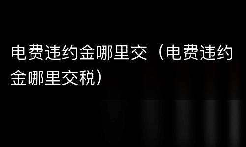 电费违约金哪里交（电费违约金哪里交税）