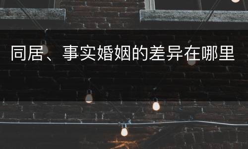 同居、事实婚姻的差异在哪里
