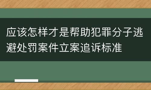 应该怎样才是帮助犯罪分子逃避处罚案件立案追诉标准