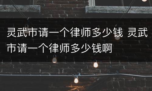 灵武市请一个律师多少钱 灵武市请一个律师多少钱啊
