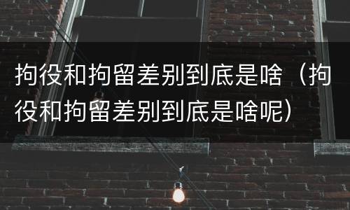 拘役和拘留差别到底是啥（拘役和拘留差别到底是啥呢）