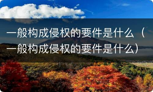 一般构成侵权的要件是什么（一般构成侵权的要件是什么）