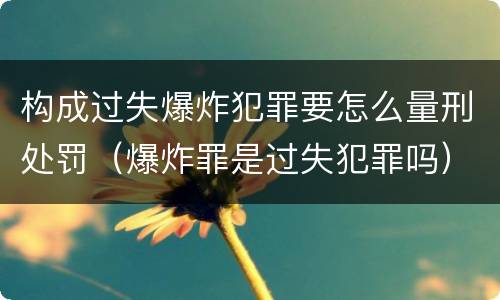 构成过失爆炸犯罪要怎么量刑处罚（爆炸罪是过失犯罪吗）