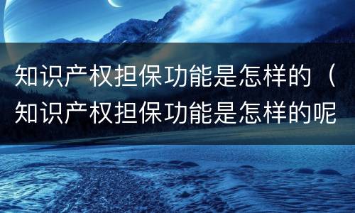 知识产权担保功能是怎样的（知识产权担保功能是怎样的呢）