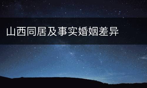 山西同居及事实婚姻差异