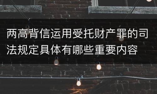 两高背信运用受托财产罪的司法规定具体有哪些重要内容