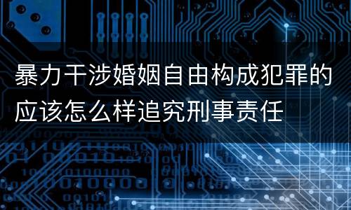 暴力干涉婚姻自由构成犯罪的应该怎么样追究刑事责任