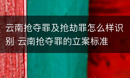云南抢夺罪及抢劫罪怎么样识别 云南抢夺罪的立案标准