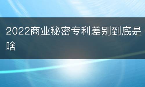 2022商业秘密专利差别到底是啥