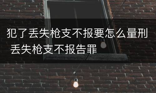 犯了丢失枪支不报要怎么量刑 丢失枪支不报告罪