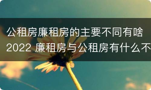 公租房廉租房的主要不同有啥2022 廉租房与公租房有什么不同