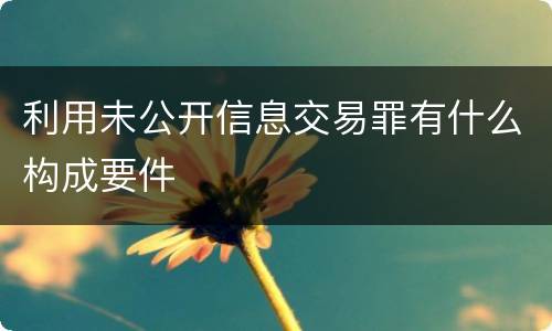 利用未公开信息交易罪有什么构成要件