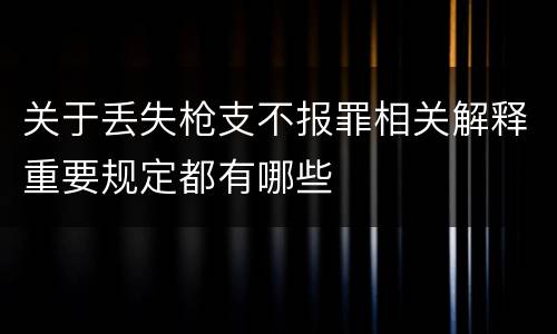 关于丢失枪支不报罪相关解释重要规定都有哪些
