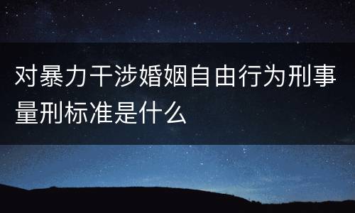 对暴力干涉婚姻自由行为刑事量刑标准是什么