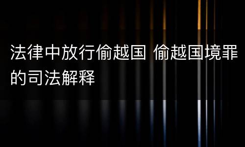 法律中放行偷越国 偷越国境罪的司法解释